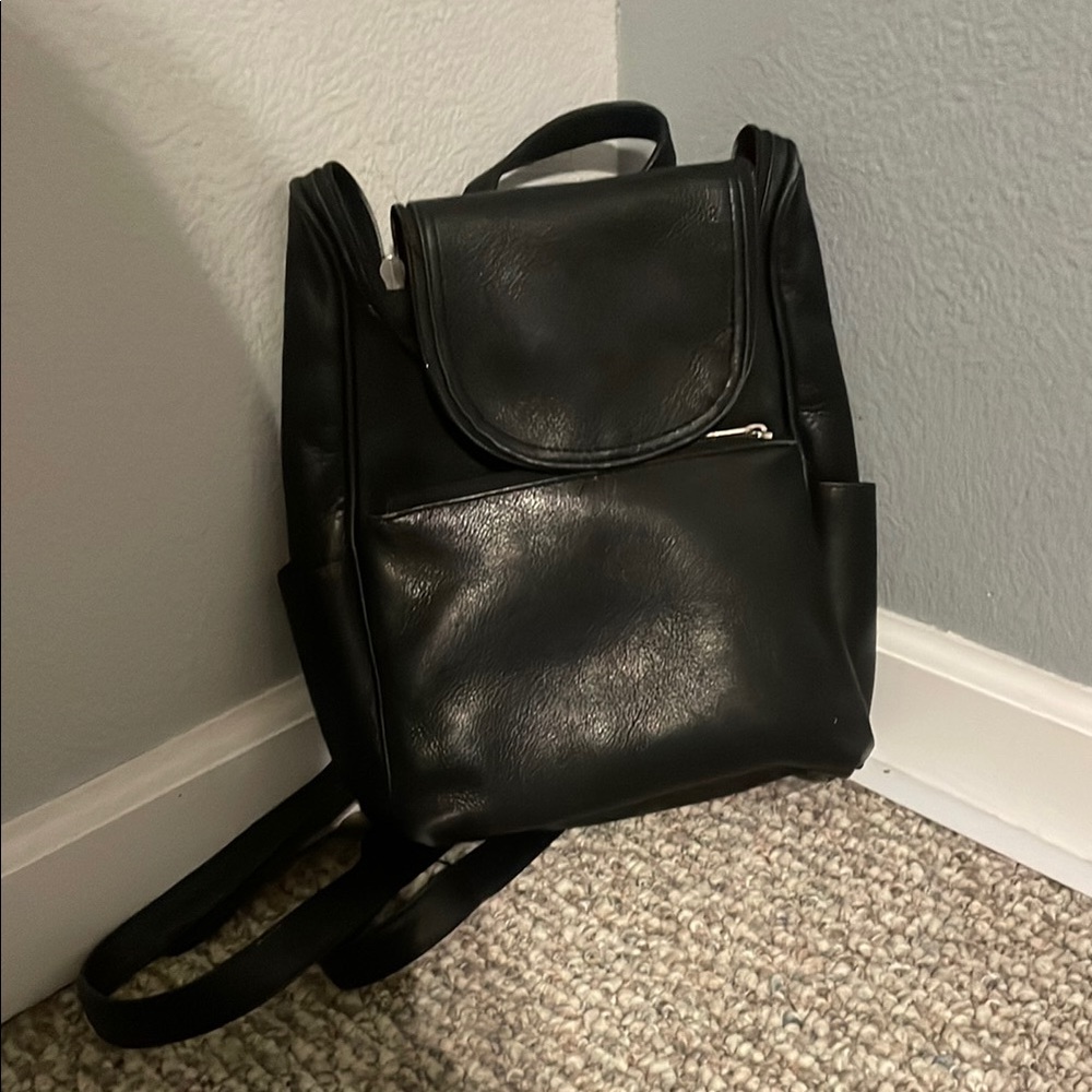 Black Leather Backpack